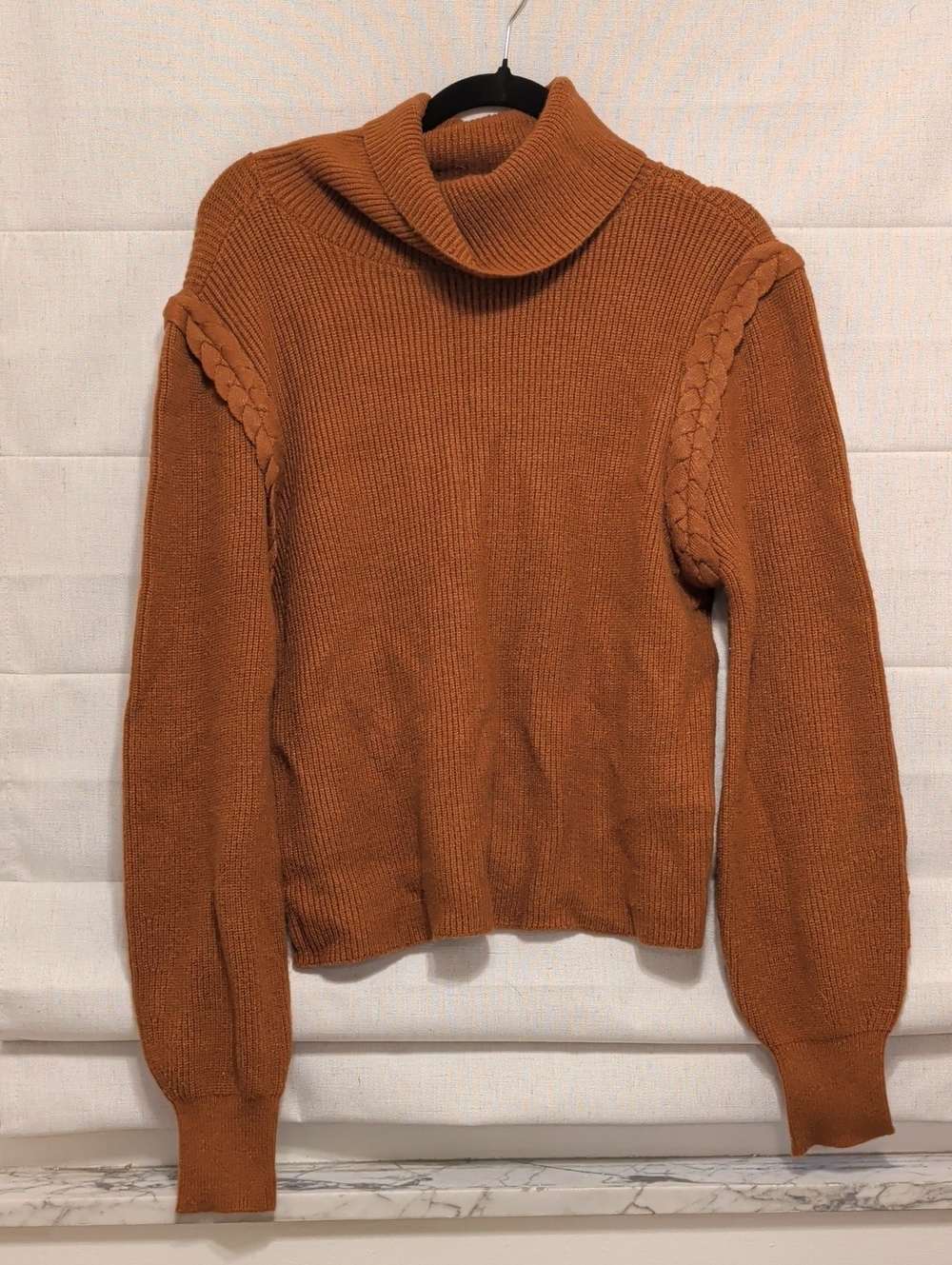 Design History Rust Cable-Accent Turtleneck Sweater